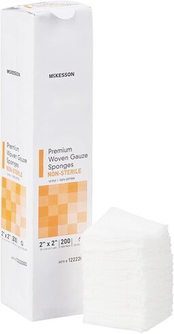 McKesson Premium Woven Gauze Sponges, Non-Sterile, 12-Ply, 100% Cotton, 2 in x 2 in, 200 per Pack, 1 Pack in Saudi Arabia