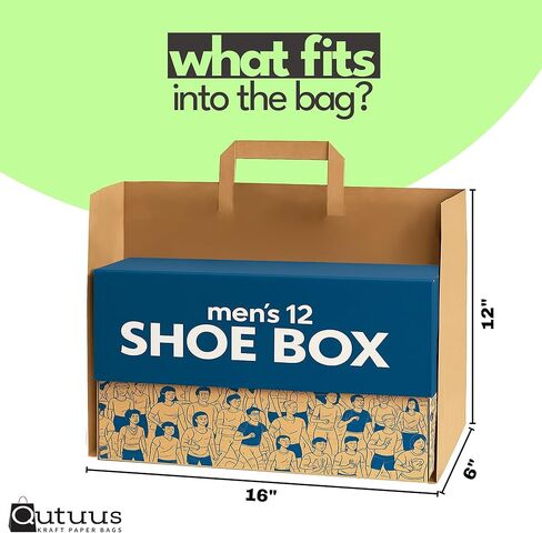 أكياس البقالة الورقية البنية Qutuus مع مقابض ، أكياس ورقية بنية كبيرة مع مقابض كبيرة ، 12x7x17 بوصة 50pcs حقيبة بقالة كبيرة in Kuwait