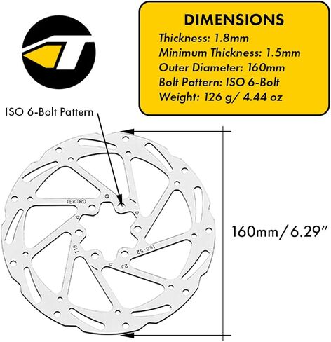 Tektro 52 Series Discile Disc -Dist Rotor لتحقيق أقصى تحكم | قطر 180 ملم ، نمط 6-bolt | سماكة 1.8 مم in Saudi Arabia