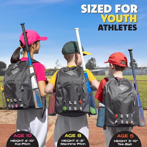 GoSports Youth Baseball and Softball Bag with Customizable Charm Panel in Saudi Arabia