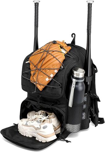HAMBOLY Baseball & Softball Bag for Adult and Youth with Shoe Compartment, Waterproof Equipment Bag Backpack for Baseball Softball Bat Helmet, with Fence Hook Design in Kuwait
