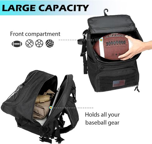 HAMBOLY Baseball & Softball Bag for Adult and Youth with Shoe Compartment, Waterproof Equipment Bag Backpack for Baseball Softball Bat Helmet, with Fence Hook Design in Kuwait