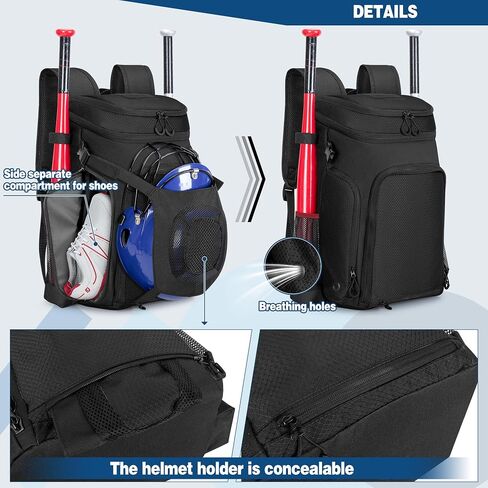 Baseball Bag for Adult and Youth, Baseball Backpack Softball Bag with Helmet Holder, Shoe Compartment and Fence Hook in Saudi Arabia