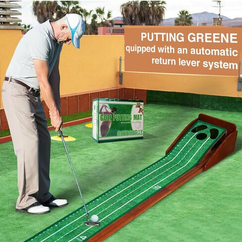 Putting Green Indoor,Golf Putting mat with Auto Ball Return – Premium Golf Putting Mat for Home, Office, or Outdoors – Perfect Golf Gift for Men & Women, Practice Anywhere in Saudi Arabia