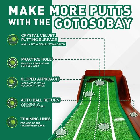 Putting Green Indoor,Golf Putting mat with Auto Ball Return – Premium Golf Putting Mat for Home, Office, or Outdoors – Perfect Golf Gift for Men & Women, Practice Anywhere in Saudi Arabia
