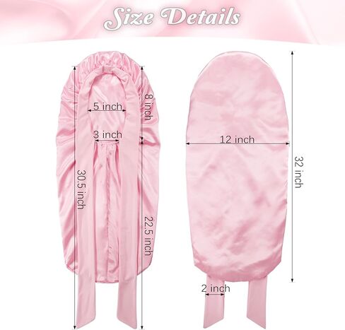 Long Bonnet with Tie Band, Satin Hair Silk Bonnet for Sleeping Women, Sleep Bonnets for Women, Double Layer Silky Sleep Cap for Curly Hair Braids in Saudi Arabia