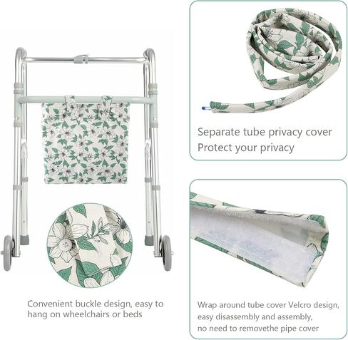 Catheter Bag Holder for 2000ml Catheter Bags,Catheter Bag Covers with Floral Pattern,Urine Bag with Adjustable Strap,Catheter Supplies for Urinary Incontinence Patients (Floral) in Saudi Arabia