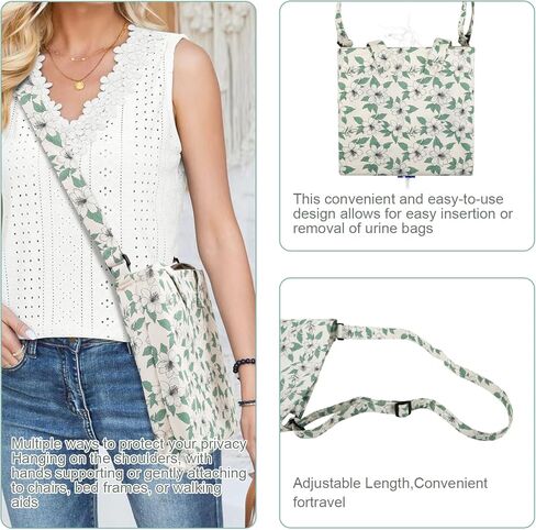 Catheter Bag Holder for 2000ml Catheter Bags,Catheter Bag Covers with Floral Pattern,Urine Bag with Adjustable Strap,Catheter Supplies for Urinary Incontinence Patients (Floral) in Saudi Arabia