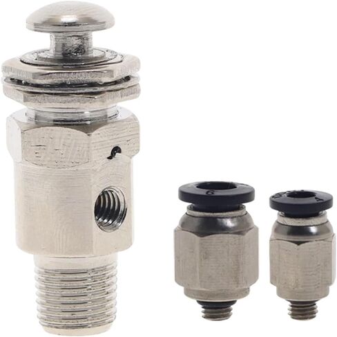 TAC-3P Air Pneumatic Mechanical Valve Exhaust Valve 2 Position 3 Way M5 Female 1/8" Male Thread Button Switch Valves W Fiitting(With 6mm Fitting) in Kuwait