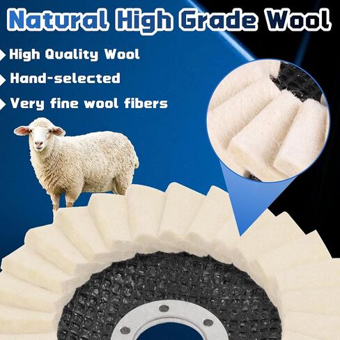 5 Pack Wool Felt Flap Disc Buffing Wheel, 4-1/2" x 7/8" Arbor Buffing Wool Polishing Wheel for Angle Grinder Marble Metal Stone Stainless Steel Furniture Car Wax in Saudi Arabia