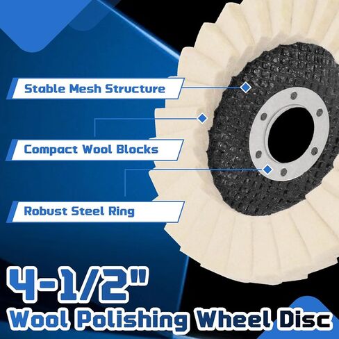 5 Pack Wool Felt Flap Disc Buffing Wheel, 4-1/2" x 7/8" Arbor Buffing Wool Polishing Wheel for Angle Grinder Marble Metal Stone Stainless Steel Furniture Car Wax in Saudi Arabia