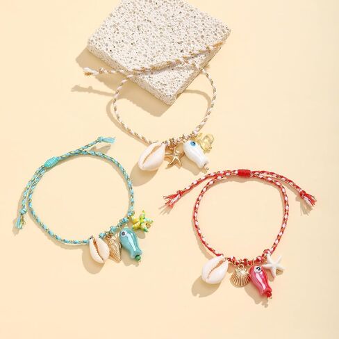 Fish Bracelet Anklet Surfer Colored Adjustable Rope Bracelet Hawaii Beach Summer Beach Women and Men Jewelry in Saudi Arabia