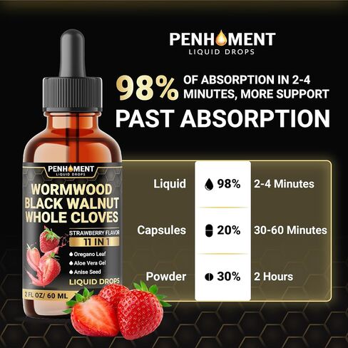 11in1 Liquid Wormwood Drops with Black Walnut, Whole Cloves, Oregano & 7 More - Pineapple Flavor - 2 FL OZ - 60 Days Supply in Saudi Arabia