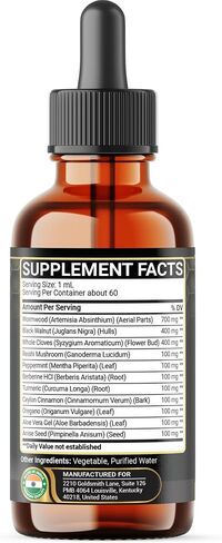 11in1 Liquid Wormwood Drops with Black Walnut, Whole Cloves, Oregano & 7 More - Pineapple Flavor - 2 FL OZ - 60 Days Supply in Saudi Arabia