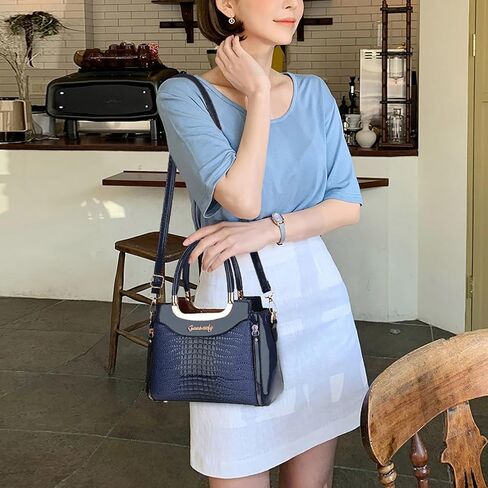 Port & Lotus Small Top Handle Crossbody محافظ للنساء تمساح أكياس الكتف للنساء in Kuwait