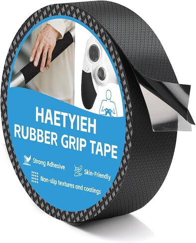 شريط قبضة مطاطية غير انزلاق ، شريط مطاطي ذاتي اللصق ، ملمس عالي الاحتكاك لتحسين السلامة والراحة على المقابض أو الأسطح التلامسية ، مقاومة للماء ودائم (1 في × 10 أقدام ، أسود) in Kuwait