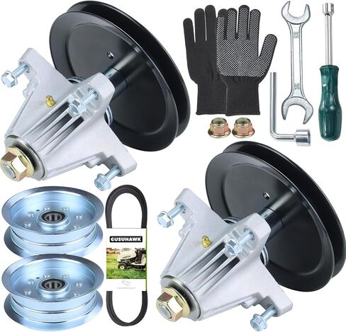 2 Pack Pre-Greased 918-06977A Spindle Assembly with 954-05022A Belt Replaces 918-06977 for Cub Cadet XT1-LT46 Efi Fab, XT1-LT46 KH, XT2-LT46 Efi Fab, XT2-LX46 Fab, Craftsman T8200 Tractors in Kuwait