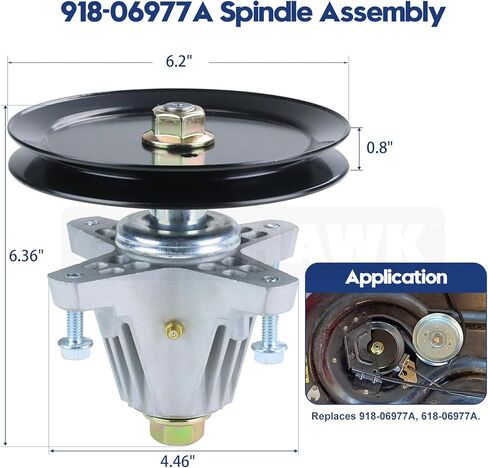 2 Pack Pre-Greased 918-06977A Spindle Assembly with 954-05022A Belt Replaces 918-06977 for Cub Cadet XT1-LT46 Efi Fab, XT1-LT46 KH, XT2-LT46 Efi Fab, XT2-LX46 Fab, Craftsman T8200 Tractors in Kuwait