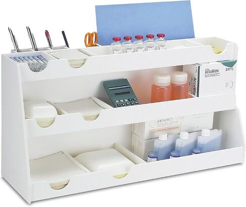 TRIPPNT 50014 WHITE PVC البلاستيك Deluxe Benchboster محطة عمل ، 17 مقصورة ، 24 "عرض × 12" الارتفاع × 8.25 "العمق in Saudi Arabia