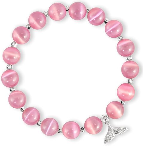 pcgaga Natural Crystal Stretch Bracelet Heart Healing Crystals for Women Friends Beaded Jewellery Bracelet Love Charm Valentines Gift for Her in Kuwait