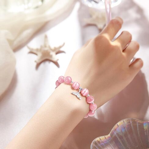 pcgaga Natural Crystal Stretch Bracelet Heart Healing Crystals for Women Friends Beaded Jewellery Bracelet Love Charm Valentines Gift for Her in Kuwait