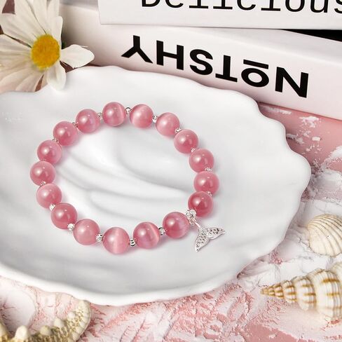 pcgaga Natural Crystal Stretch Bracelet Heart Healing Crystals for Women Friends Beaded Jewellery Bracelet Love Charm Valentines Gift for Her in Kuwait