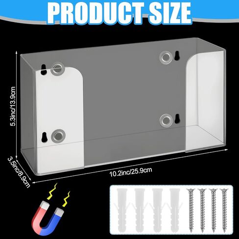 Leinuosen Magnetic Glove Dispenser Acrylic Glove Box حامل المطبخ أكريليك للورود ، صندوق الأدوات ، المرآب ، المطبخ ، المستشفى ، الثلاجة ، جدار الجدار (واضح) in Kuwait