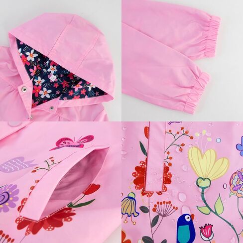 Seanrui Toddler Rain Jacket معاطف المطر مقنعة للماء للفتيات in Saudi Arabia