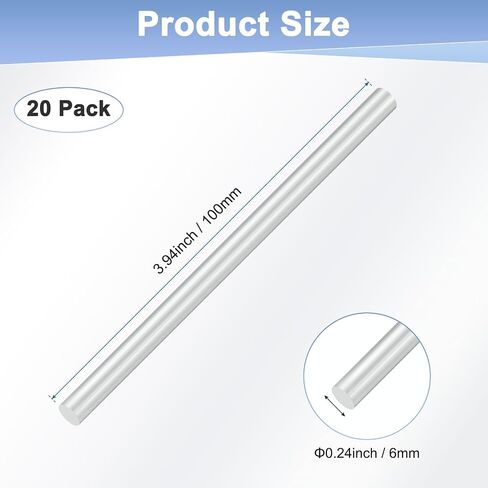 20-Pack Round Aluminum Rod, 6mm (1/4") Dia 100mm (4") Length 6061 Aluminum Round Rod Solid Lathe Bar Stock Metal Sticks for DIY Crafts Making/Industrial/Construction/Model in Kuwait
