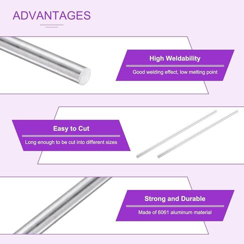 DMiotech 20 Pcs Aluminum Rods, 1/8" Dia 4" Long Solid Round Rod 6061 Extruded Lathe Bar Stock Aluminum Metal Rods for DIY Craft Model Plane Ship Car in Saudi Arabia