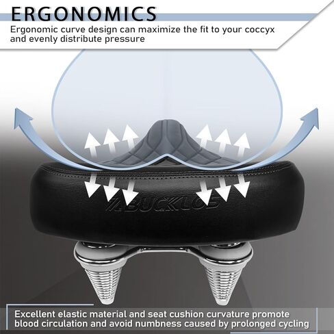 BUCKLOS Bike Seat for Comfort Men Women Wide Bicycle Seats Large Bike Saddle for Ebike Beach Cruiser Peloton Stationary Bike in Saudi Arabia