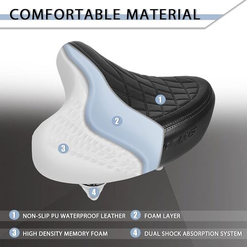 BUCKLOS Bike Seat for Comfort Men Women Wide Bicycle Seats Large Bike Saddle for Ebike Beach Cruiser Peloton Stationary Bike in Saudi Arabia
