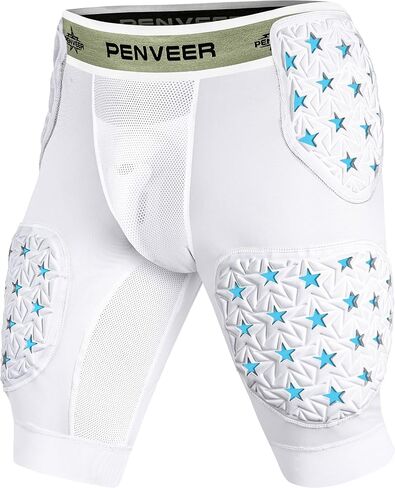 5-Pad Adult Football Girdle for Men with Cup Pocket - 2-Tone Integrated Hip, Thigh & Tailbone Pads for Maximum Protection, Men's Padded Compression Shorts in Kuwait