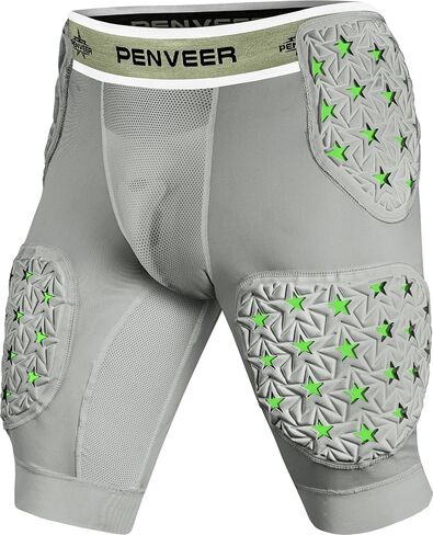 5-Pad Adult Football Girdle for Men with Cup Pocket - 2-Tone Integrated Hip, Thigh & Tailbone Pads for Maximum Protection, Men's Padded Compression Shorts in Kuwait