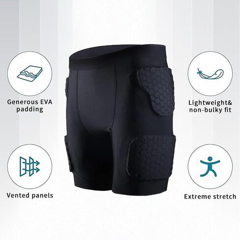 Football Girdle/Shorts for Men Youth 5-Pad Girdle Football Padded Compression Shorts Hip Thigh Protector Basketball Girdle Shorts in Kuwait