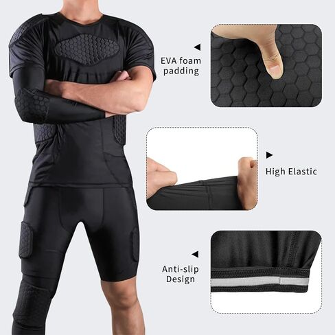 Football Girdle/Shorts for Men Youth 5-Pad Girdle Football Padded Compression Shorts Hip Thigh Protector Basketball Girdle Shorts in Kuwait