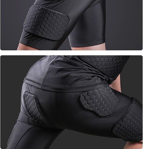 Football Girdle/Shorts for Men Youth 5-Pad Girdle Football Padded Compression Shorts Hip Thigh Protector Basketball Girdle Shorts in Kuwait