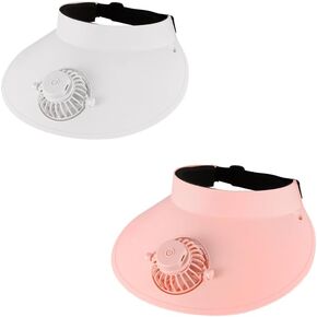 Sun Visor Hat with Fan Temp Settings-Large Area Sun Protection,Visors for Women/Men/Kids,Adjustable Elastic Buckle (US, Alpha, Medium, X-Large, White) in Kuwait