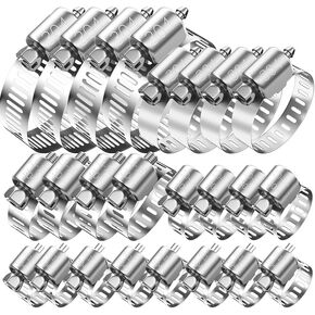 Hose Clamps Assortment Kit, 20Pcs 1/4''-1-1/2'' (6-38mm) Stainless Steel Pipe Clamp, Adjustable Worm Gear Tube Clamp for Automotive, Plumbing, Washing Machine, Mechanical in Saudi Arabia