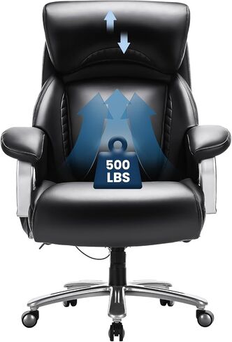 COLAMY Office Chair with Retractable Footrest, Ergonomic High Back Design Executive Computer Desk Chair with Removable Lumbar Pillow, 90-135°Reclining, Thick Bonded Leather for Home Office Work, Black in Saudi Arabia