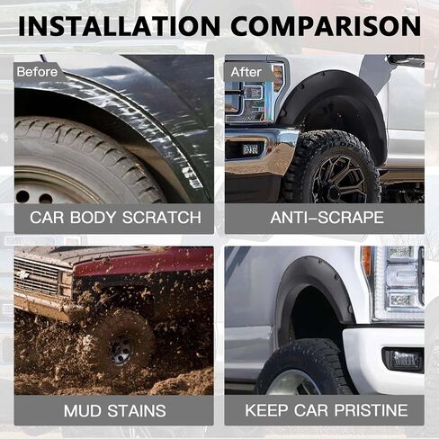 4pcs مشاعل Fender Universal ، مجموعة واسعة من الجسد مرنة Fender Frender مجموعة العجلات للسيارات المتوافقة مع Dodge Charger Challenger Honda Civic Accord Toyota Corolla Camry VW Audi Acura Tsx in Kuwait