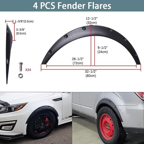 4pcs مشاعل Fender Universal ، مجموعة واسعة من الجسد مرنة Fender Frender مجموعة العجلات للسيارات المتوافقة مع Dodge Charger Challenger Honda Civic Accord Toyota Corolla Camry VW Audi Acura Tsx in Kuwait