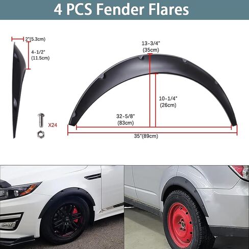 4pcs مشاعل Fender Universal ، مجموعة واسعة من الجسد مرنة Fender Frender مجموعة العجلات للسيارات المتوافقة مع Dodge Charger Challenger Honda Civic Accord Toyota Corolla Camry VW Audi Acura Tsx in Kuwait