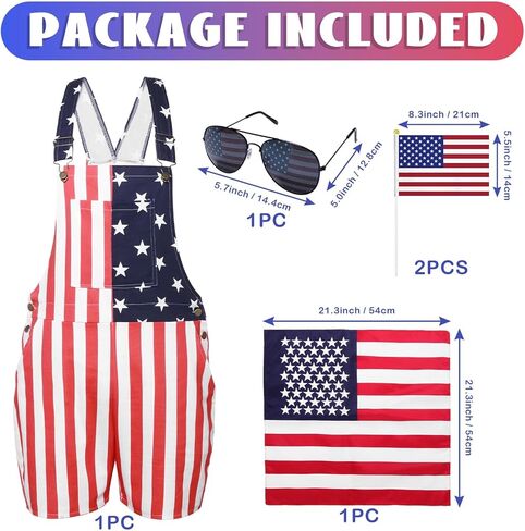 American Flag Overalls Men,Red White and Blue American Flag Shorts,4th of July Overalls for Men Women in Kuwait