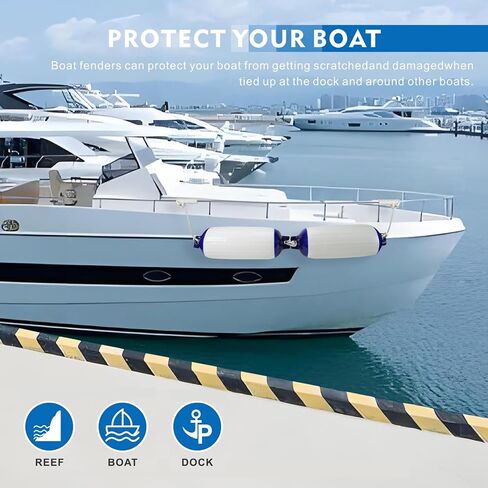2-Pack Heavy Duty Boat Fenders with Ropes – Saltwater Resistant Rubber Marine Boat Bumpers for Docking, Pontoon & Yacht Protection in Saudi Arabia