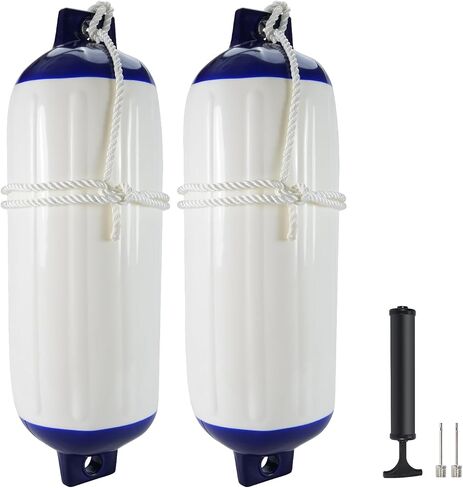 2-Pack Heavy Duty Boat Fenders with Ropes – Saltwater Resistant Rubber Marine Boat Bumpers for Docking, Pontoon & Yacht Protection in Saudi Arabia