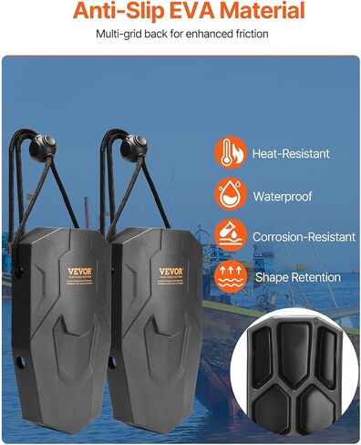 VEVOR Boat Fenders, 2 Packs 8.6" x 16" Marine EVA Boat Dock Fender Bumpers, Features Ropes, Cord Locks and Storage Bag, Inflation-Free Boat Bumpers for Docking, Class A/Class 1/Part Class 2, Black in Saudi Arabia