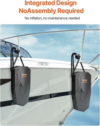 VEVOR Boat Fenders, 2 Packs 8.6" x 16" Marine EVA Boat Dock Fender Bumpers, Features Ropes, Cord Locks and Storage Bag, Inflation-Free Boat Bumpers for Docking, Class A/Class 1/Part Class 2, Black in Saudi Arabia