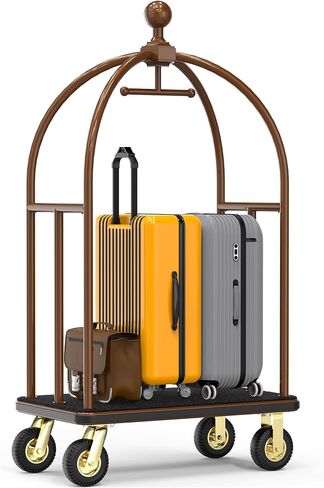 Hotel Luggage Cart, 1500 lbs Capacity Bellman Trolley with 8" Quiet Rubber Wheels, Rustproof Steel Frame, Carpeted Deck with Bumper, for Hotels, Resorts, Condos – Copper Finish in Saudi Arabia