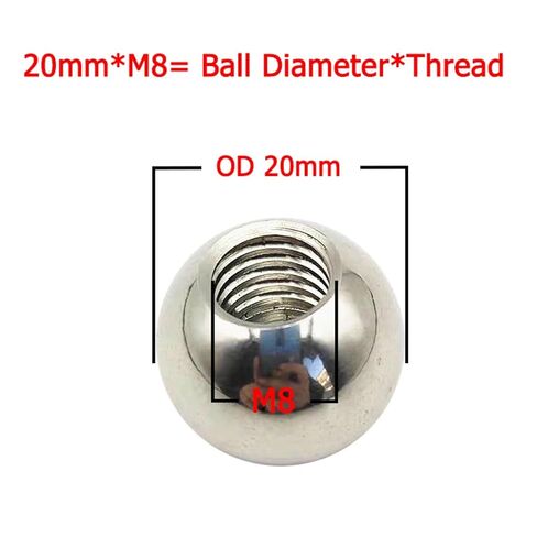 1-50pcs M8 Thread 304 Stainless Steel Balls OD 15/16/17/18/19/20/25~200mm Solid Half-Hole Balls(10pcs,20mm) in Kuwait